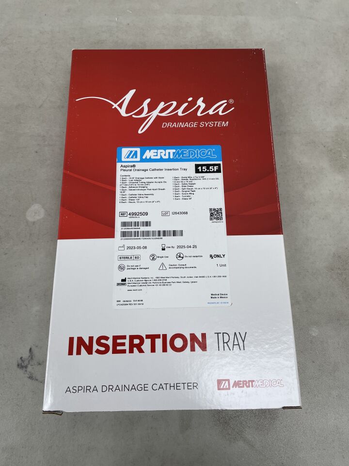 4992509 - MERIT MEDICAL - Aspira Pleural Drainage Catheter Insertion Tray Only, (BX/1) - ( Expiry Date: 2025-04-25 )