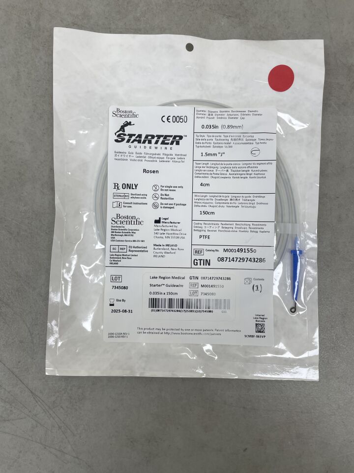 49155 - BOSTON SCIENTIFIC - Starter Guidewire, Rosen 0.035in x 150cm, (EA) - ( Expiry Date: 2022-10-31 )