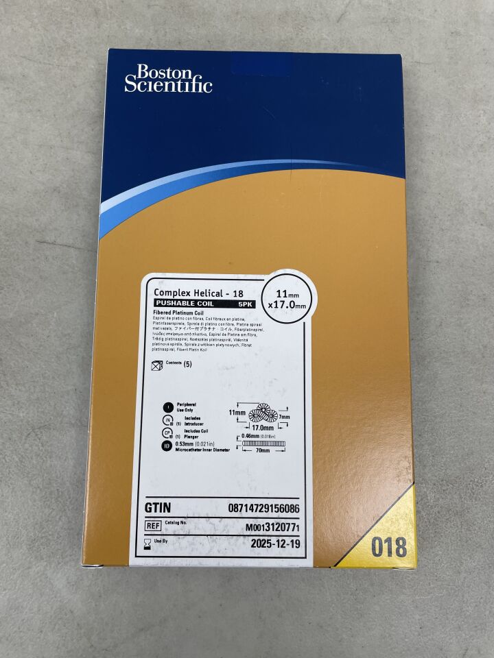 312077 - BOSTON SCIENTIFIC - Complex Helical-18 Pushable Fibered Platinum Coil - 11mm x 17.0mm, (BX/5) - ( Expiry Date: 2023-06-09 )