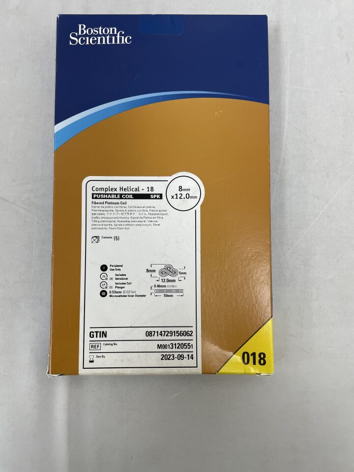 312055 - BOSTON SCIENTIFIC - Complex Helical-18 Pushable Fibered Platinum Coil - 8mm x 12.0mm, (BX/5) - ( Expiry Date: 2023-09-14 )