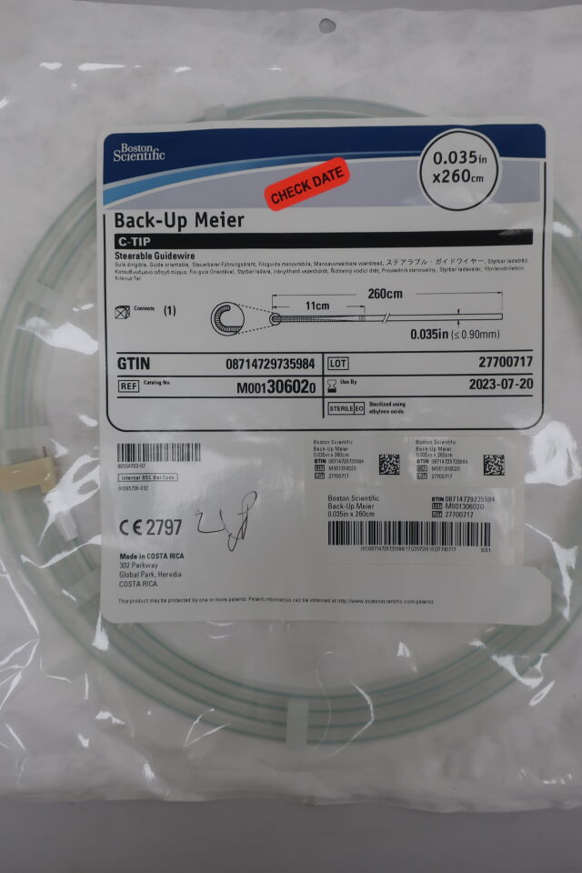 30602 - BOSTON SCIENTIFIC - Back-Up Meier Steerable Guidewire - C-Tip - .035" x 260cm, (BX/5) - ( Expiry Date: 2024-03-16 )
