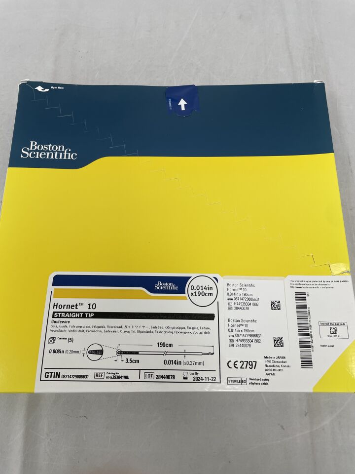 39304190 - BOSTON SCIENTIFIC - Hornet 10 Guidewire - Straight Tip - .014" x 190cm, (BX/5) - ( Expiry Date: 2024-11-22 )