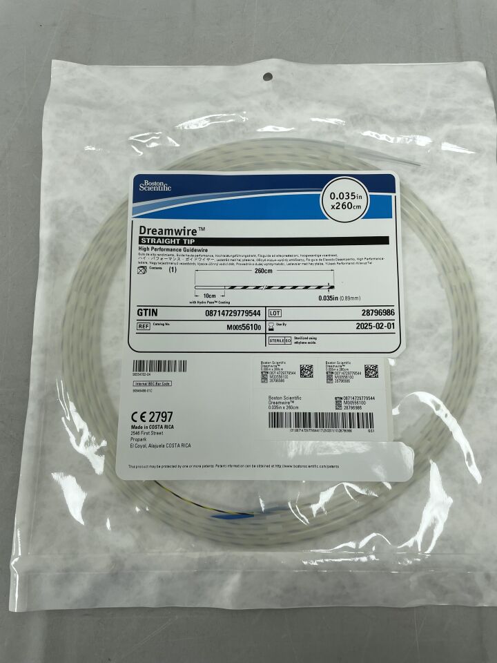 5610 - BOSTON SCIENTIFIC - dreamwire high performance guidewire, straight tip, 0.035" x 260cm (m00556100), (EA) - ( Expiry Date: 2025-02-14 )