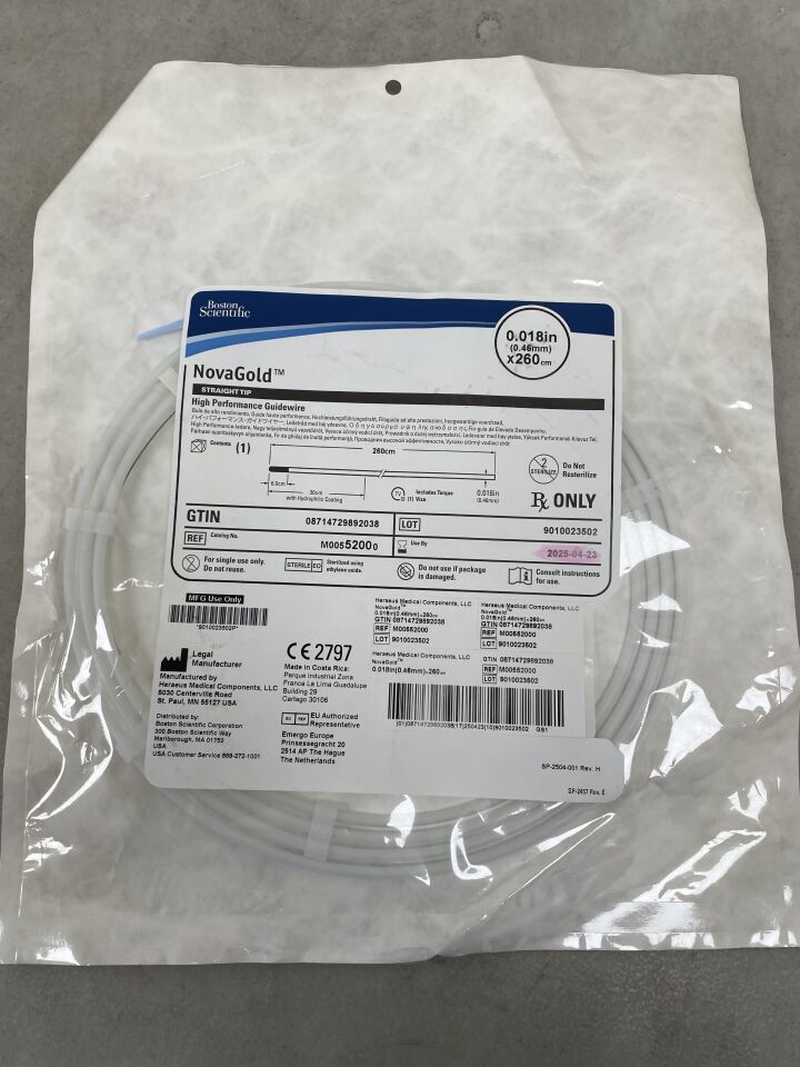5200 - BOSTON SCIENTIFIC - NovaGold High Performance Guidewire - Straight Tip - .018" x 260cm, (EA) - ( Expiry Date: 2025-04-23 )