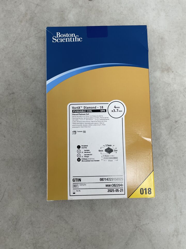 382204 - BOSTON SCIENTIFIC - VortX Diamond - 18 Fibered Platinum Coil 4mm x 3.7mm, (BX/5) - ( Expiry Date: 2025-05-21 )