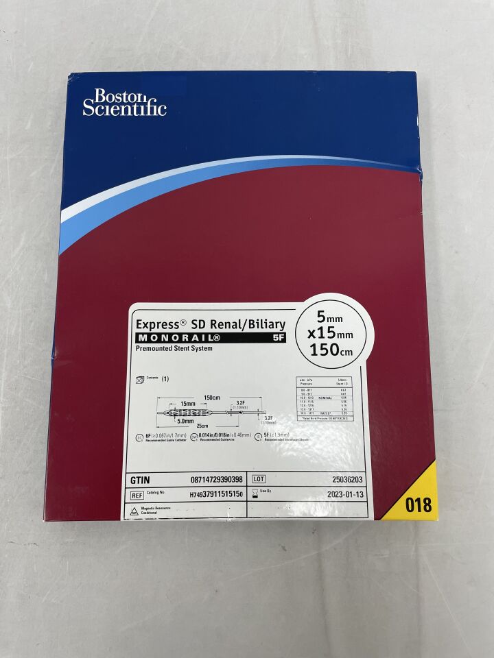 3791151515 - BOSTON SCIENTIFIC - Express SD Renal/Biliary Monorail Premounted Stent System - 5mm x 15mm x 150cm, (BX/1) - ( Expiry Date: 2025-06-20 )