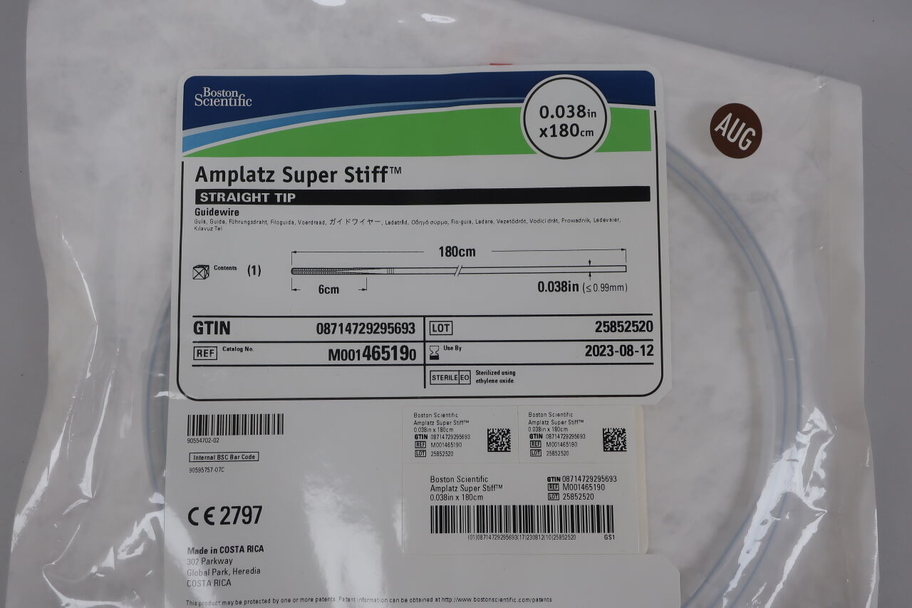 46519 - BOSTON SCIENTIFIC - Amplatz Super Stiff Guidewire - Straight Tip - .038'' x 180cm, (EA) - ( Expiry Date: 2025-07-31 )