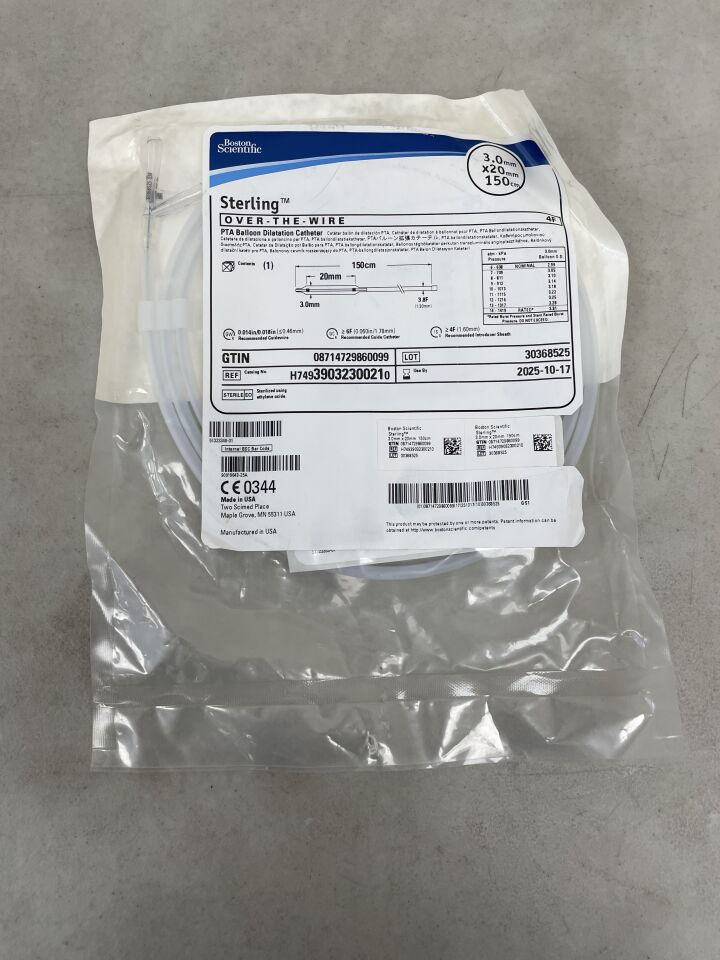 3903230021 - BOSTON SCIENTIFIC - Sterling OTW PTA Balloon Dilatation Catheter - 3.0mm x 20mm x 150cm, (EA) - ( Expiry Date: 2025-10-17 )