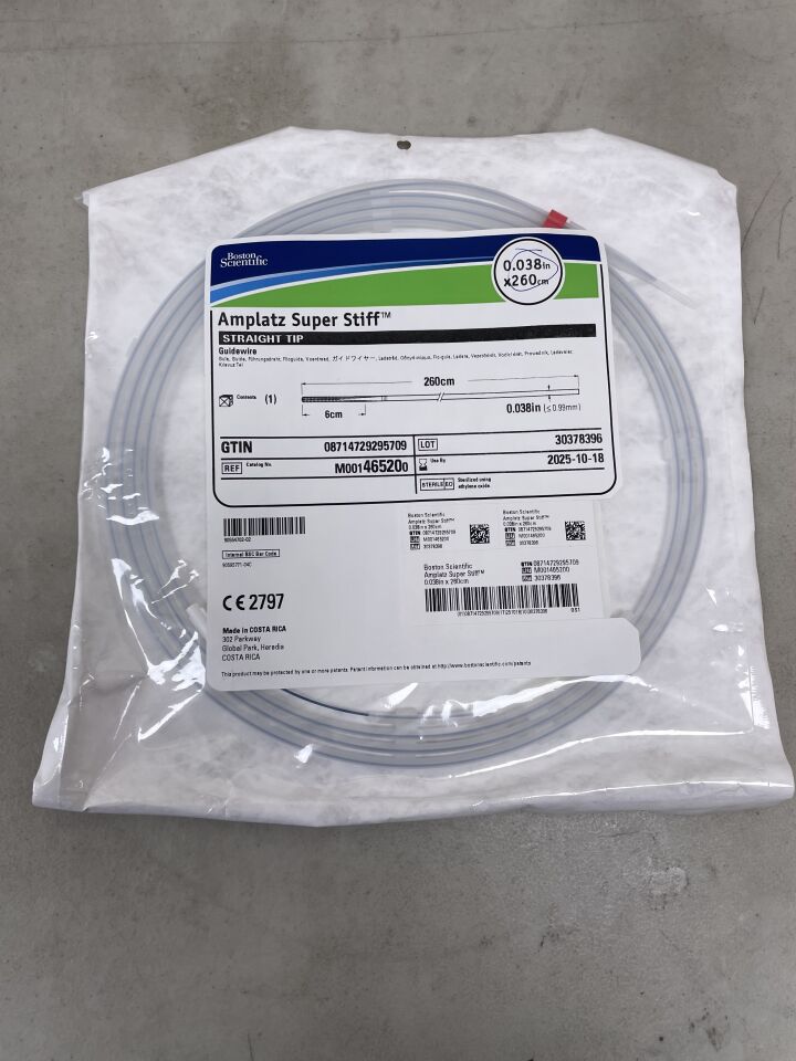 46520 - BOSTON SCIENTIFIC - Amplatz Super Stiff Guidewire - Straight Tip - .038" x 260cm, (EA) - ( Expiry Date: 2025-10-18 )