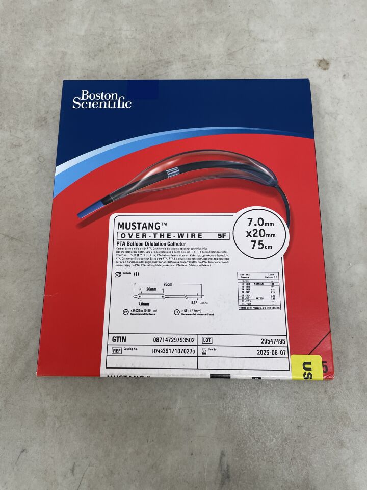 3917107027 - BOSTON SCIENTIFIC - Mustang OTW PTA Balloon Dilatation Catheter - 7.0mm x 20mm x 75cm, (BX/1) - ( Expiry Date: 2025-10-31 )
