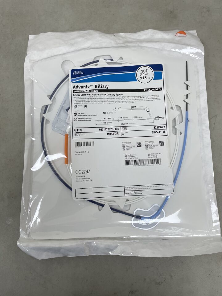 3437 - BOSTON SCIENTIFIC - Advanix Biliary Stent with NaviFlex RX Delivery System - Duodenal Bend/Preloaded - 10Fr x 18cm, (EA) - ( Expiry Date: 2025-11-16 )