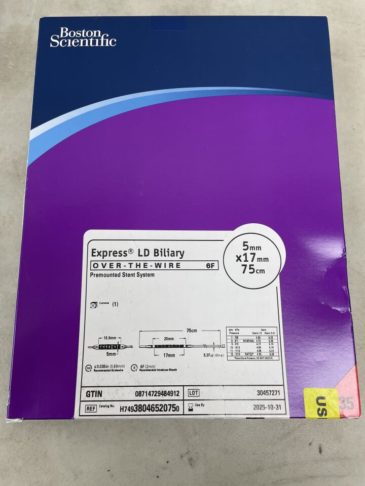 3804652075 - BOSTON SCIENTIFIC - Express LD Biliary OTW Premounted Stent System - 5mm x 17mm x 75cm, (BX/1) - ( Expiry Date: 2025-11-20 )