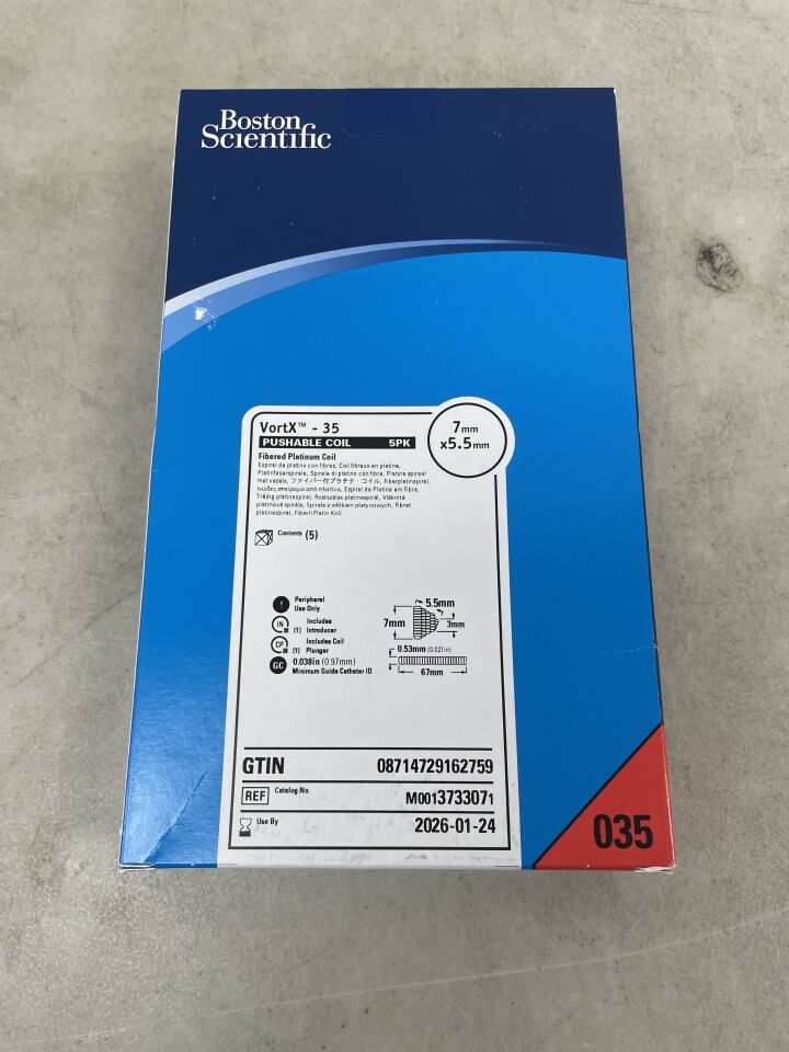 373307 - BOSTON SCIENTIFIC - VortX-35 Pushable Fibered Platinum Coil - 7mm x 5.5mm, (BX/5) - ( Expiry Date: 2026-01-24 )