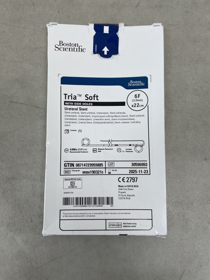 190321 - BOSTON SCIENTIFIC - Tria Soft Ureteral Stent with Side Holes - 6Fr x 22cm, (BX/1) - ( Expiry Date: 2026-01-26 )