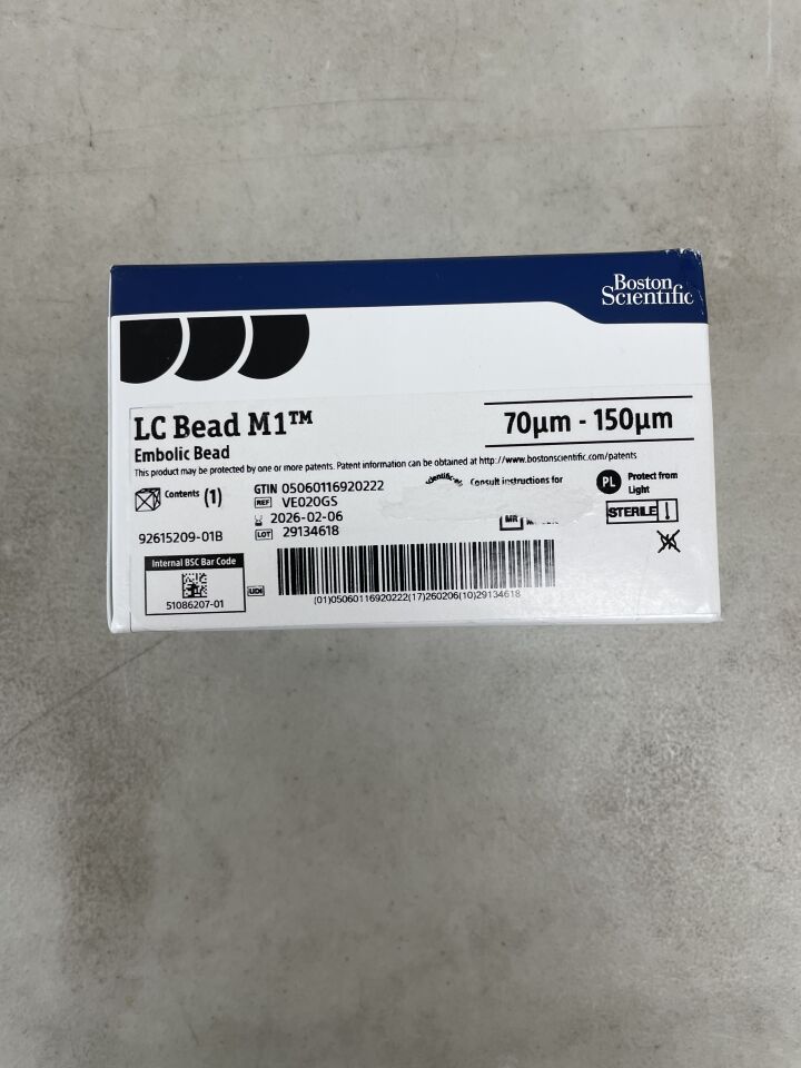 VE020GS - BOSTON SCIENTIFIC - LC Bead M1 Embolic Agent, Low Compression Microspheres, Black and yellow Label Color, 2ml vial, Size Range 70-150 μm, (BX/1) - ( Expiry Date: 2026-01-31 )