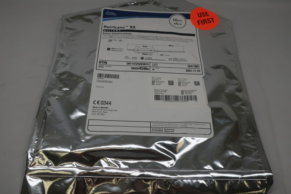 4596 - BOSTON SCIENTIFIC - Hurricane RX Balloon Dilatation Catheter, biliary, 10mm x 4cm ballon, 5.8F x 180cm, (EA)