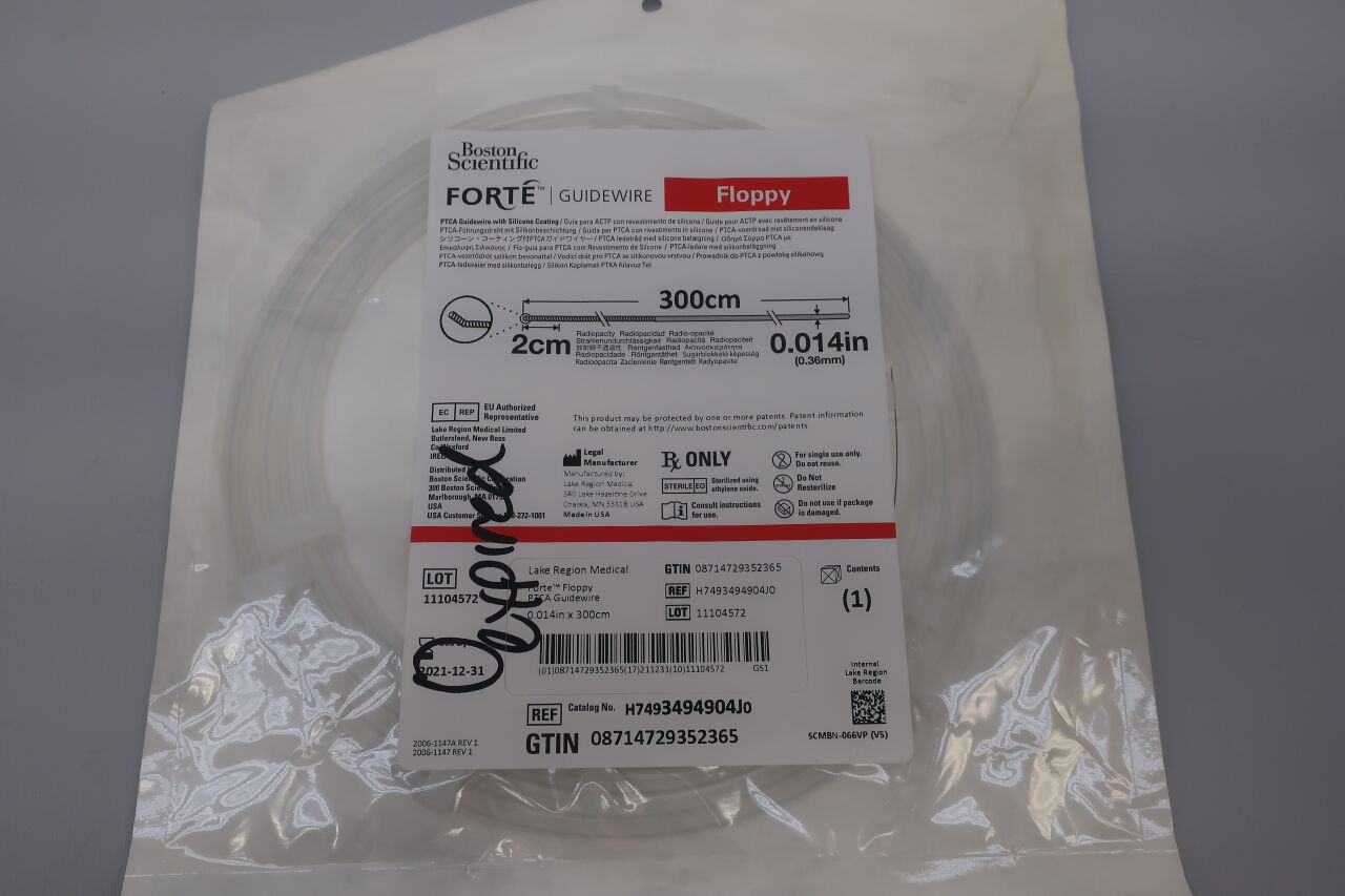 3494904J - BOSTON SCIENTIFIC - Forté Floppy PTCA Guidewire with Silicone Coating, 0.014" x 300cm, (EA) - ( Expiry Date: 2026-03-31 )