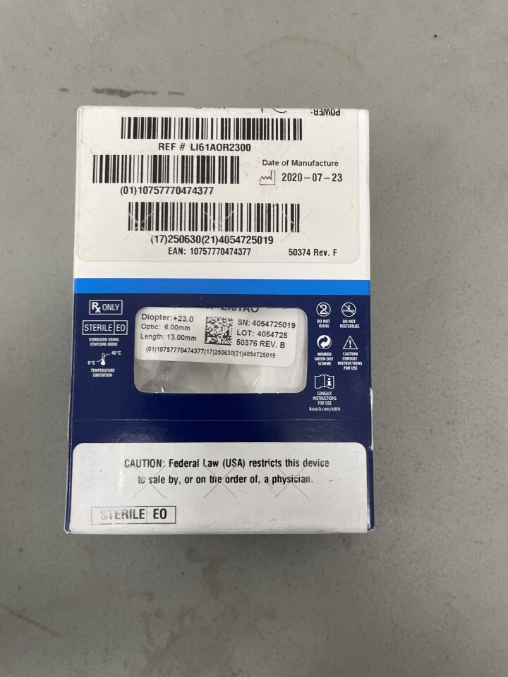 LI61AOR2300 - BAUSCH & LOMB - SofPort IOL Advanced Optics Aspheric Lens, +23.0D, (BX/1) - ( Expiry Date: 2025-06-30 )