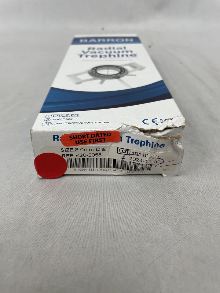 K20-2058 - KATENA - Barron Radial Vacuum Trephine 8.0mm, (BX/1) - ( Expiry Date: 2026-02-01 )