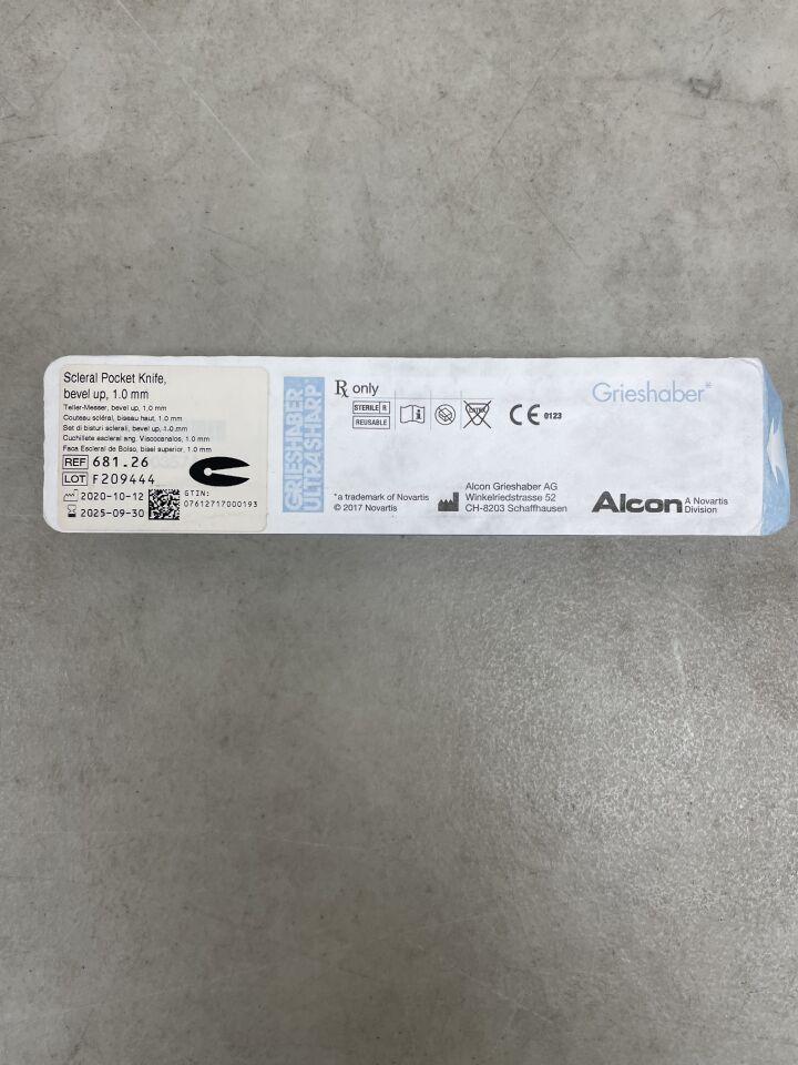 681.26 - ALCON - Ultrasharp Scleral Pocket Knife, Bevel Up 1.0mm, (EA) - ( Expiry Date: 2025-11-11 )