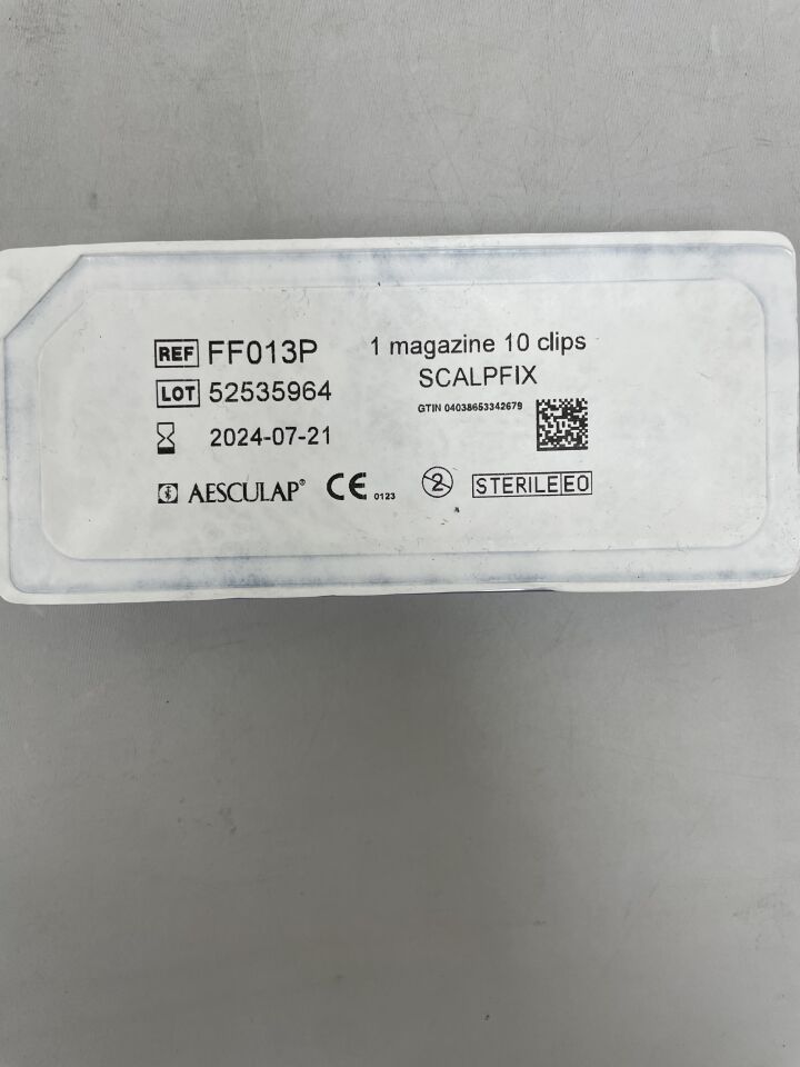 FF013P - AESCULAP - Scalpfix (20 cartridges / 10 clips each), (EA) - ( Expiry Date: 2026-02-07 )