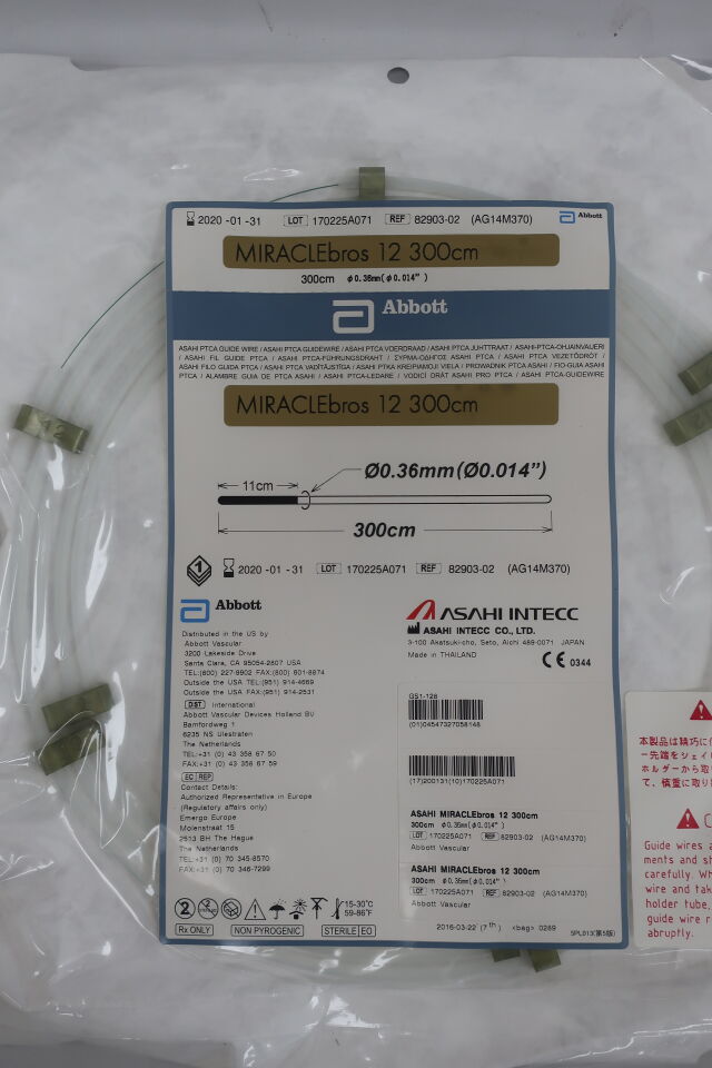 AG14M370 - ASAHI - miraclebros 12 ptca guide wire: 0.014" x 300cm, (EA) - ( Expiry Date: 2026-03-31 )