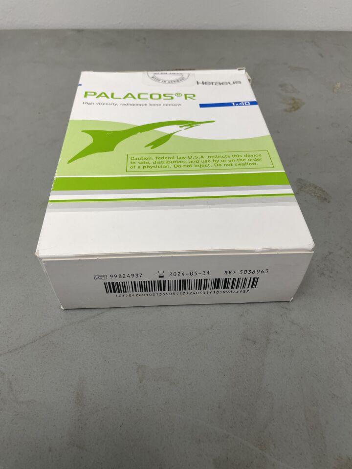 5036963 - HERAEUS MEDICAL - Palacos R Radiopaque Bone Cement 40g, (EA) - ( Expiry Date: 2024-05-31 )