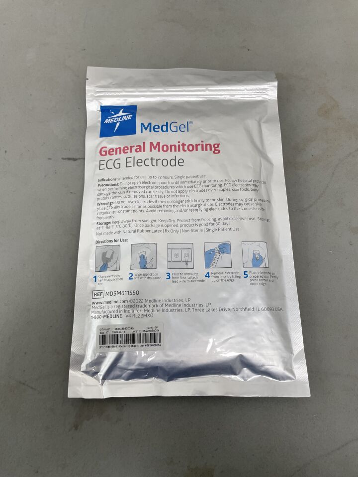 MDSM611550 - MEDLINE - MedGel ECG Electrode, General Monitoring, Foam, Solid Gel (50 Per Pack), (EA) - ( Expiry Date: 2026-03-14 )