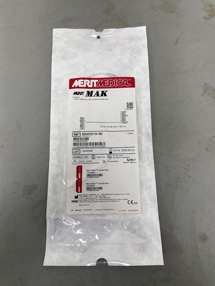 MAK-001N-80 - MERIT MEDICAL - MAK Coaxial Introducer Guide Wire, NT/PT 0.018" x 80cm, (EA) - ( Expiry Date: 2025-05-23 )