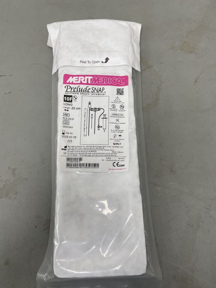 PLS-2510 - MERIT MEDICAL - Prelude Snap Splittable Sheath Introducer w/0.038" Guidewire 10F x 25cm w/Sideport, (EA) - ( Expiry Date: 2025-02-28 )