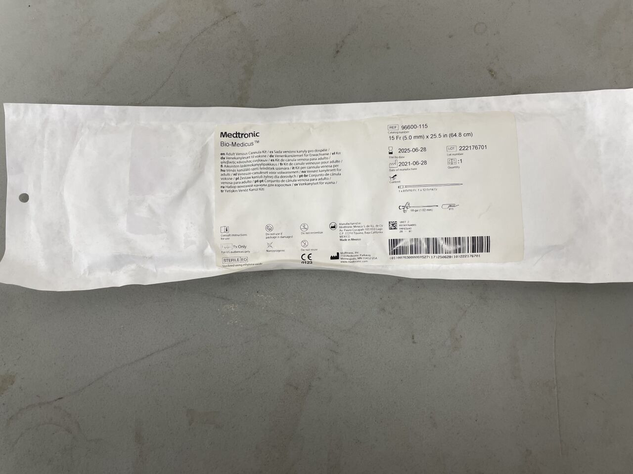 96600-115 - MEDTRONIC - Bio-Medicus NextGen Kit Contents, 15Fr (Stepped Vessel Dilators - 8/10Fr, 12/14Fr, 16/18Fr, 18G Seldinger Needle), (EA) - ( Expiry Date: 2025-06-28 )