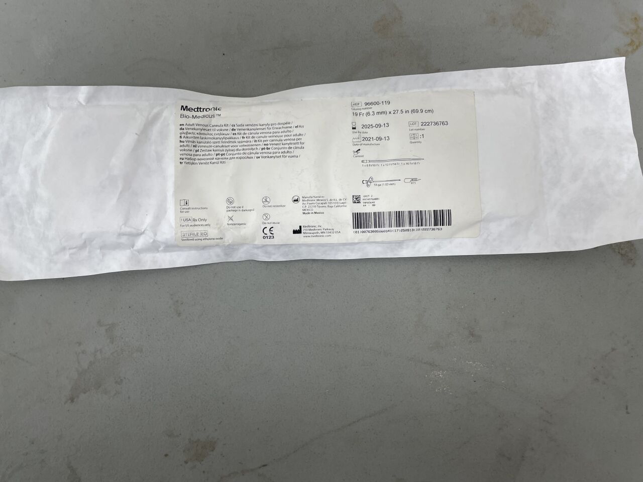 96600-119 - MEDTRONIC - Bio-Medicus NextGen Kit Contents, 19Fr (Stepped Vessel Dilators - 8/10Fr, 12/14Fr, 16/18Fr, 18G Seldinger Needle) , (EA) - ( Expiry Date: 2025-09-13 )