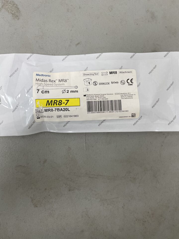MR8-7BA20L - MEDTRONIC - Midas Rex MR8 Ball Fluted Dissecting Tool, 7 cm Shaft Length, 2 mm Head Diameter, (EA) - ( Expiry Date: 2026-03-01 )