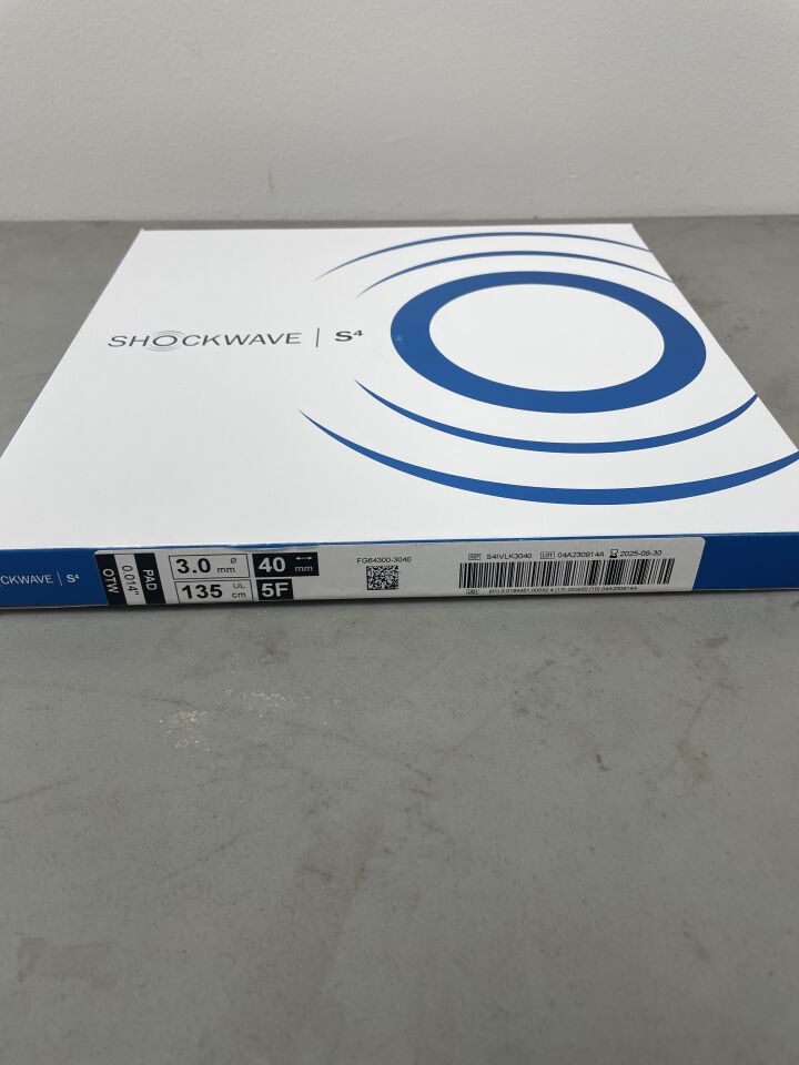 S4IVLK3040 - SHOCKWAVE MEDICAL - S4 Peripheral Intravascular Lithotripsy (IVL) Catheter 3.0mm x 40mm, 135cm w/Sterile Sleeve, (BX/1) - ( Expiry Date: 2025-09-30 )