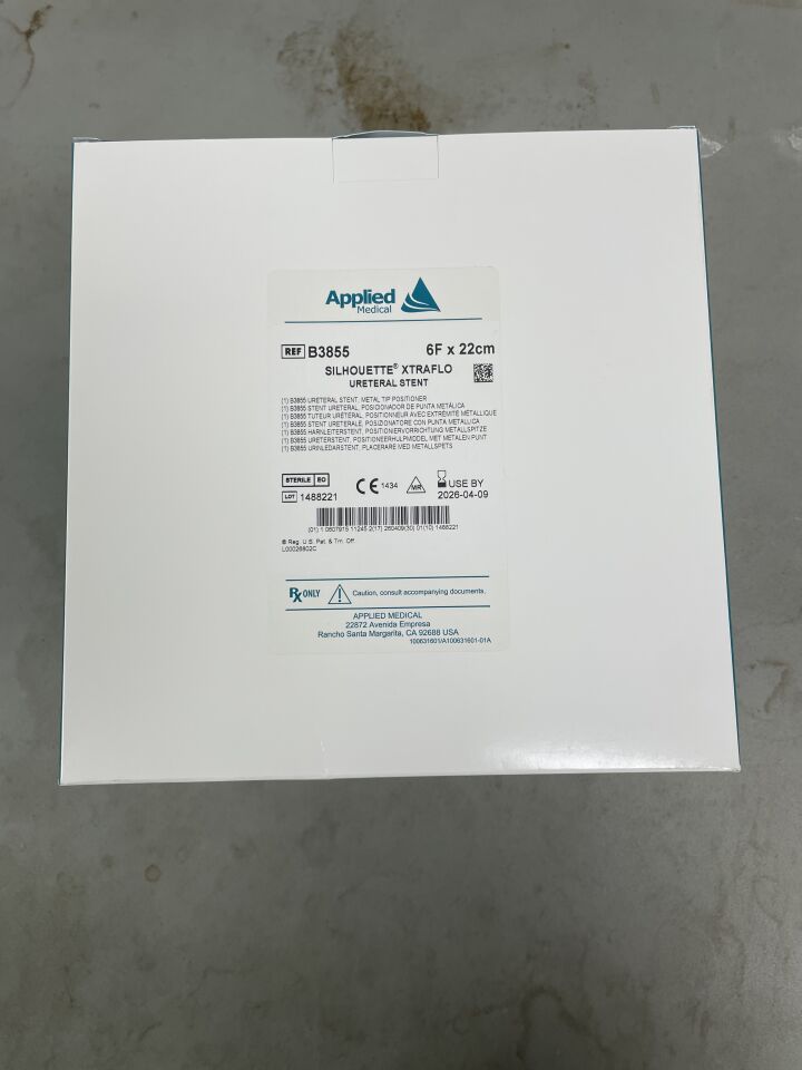 B3855 - APPLIED MEDICAL RESOURCES - Silhouette XtraFlo Ureteral Stent: 6F x 22cm, (BX/1) - ( Expiry Date: 2026-04-09 )