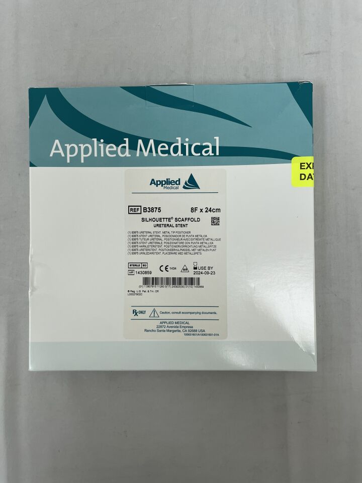 B3875 - APPLIED MEDICAL RESOURCES - Silhouette Scaffold Ureteral Stent: 8F x 24cm, (BX/1) - ( Expiry Date: 2025-08-31 )
