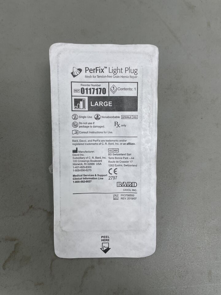 117170 - BARD - Perfix Light Plug, Large 4.1cm x 4.8cm, (EA) - ( Expiry Date: 2024-12-28 )