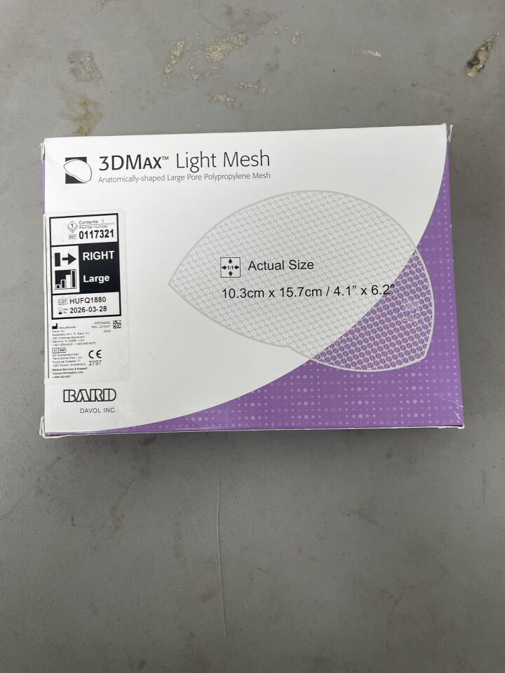 117321 - BARD - 3DMax Light Mesh: Large, Right 4.1" x 6.2", (BX/1) - ( Expiry Date: 2026-03-28 )