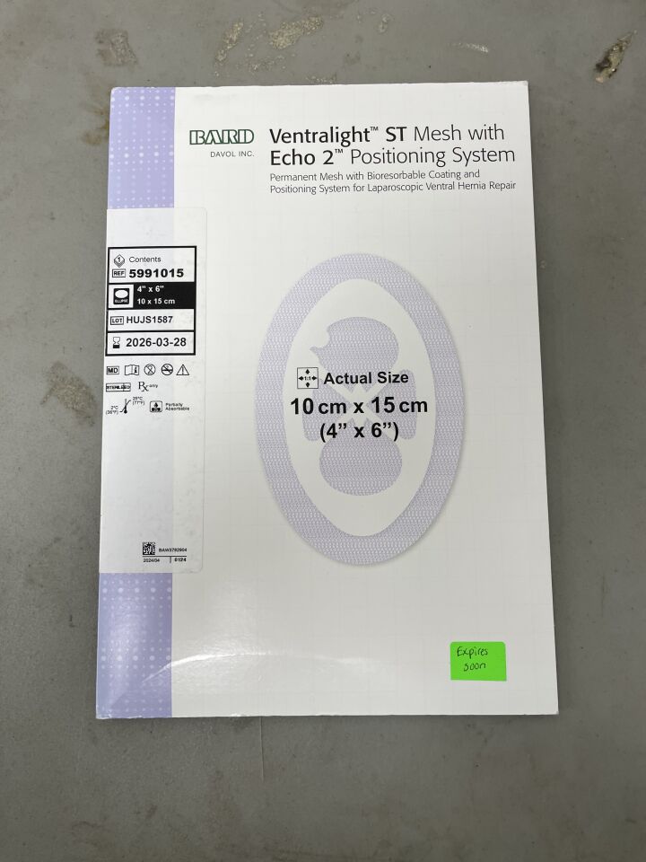 5991015 - BARD - Ventralight ST Mesh, Ellipse 4" x 6" w/Echo 2 PS, (BX/1) - ( Expiry Date: 2026-03-28 )