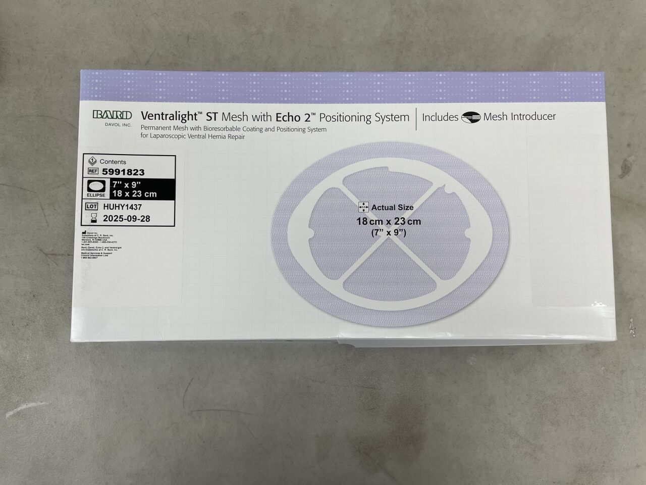 5991823 - BARD - Ventralight ST Mesh With Echo PS Positioning System 7 x 9inch, (BX/1) - ( Expiry Date: 2026-04-28 )