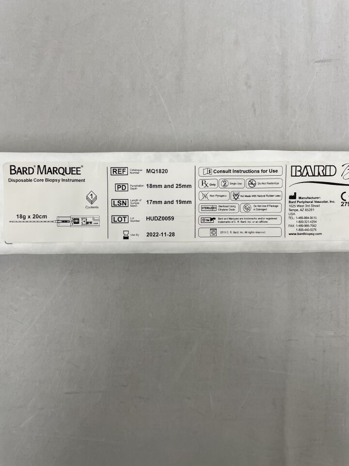 MQ1820 - BARD - Marquee Disp. Core Biopsy Instrument 18G x 20cm, (EA) - ( Expiry Date: 2025-12-28 )