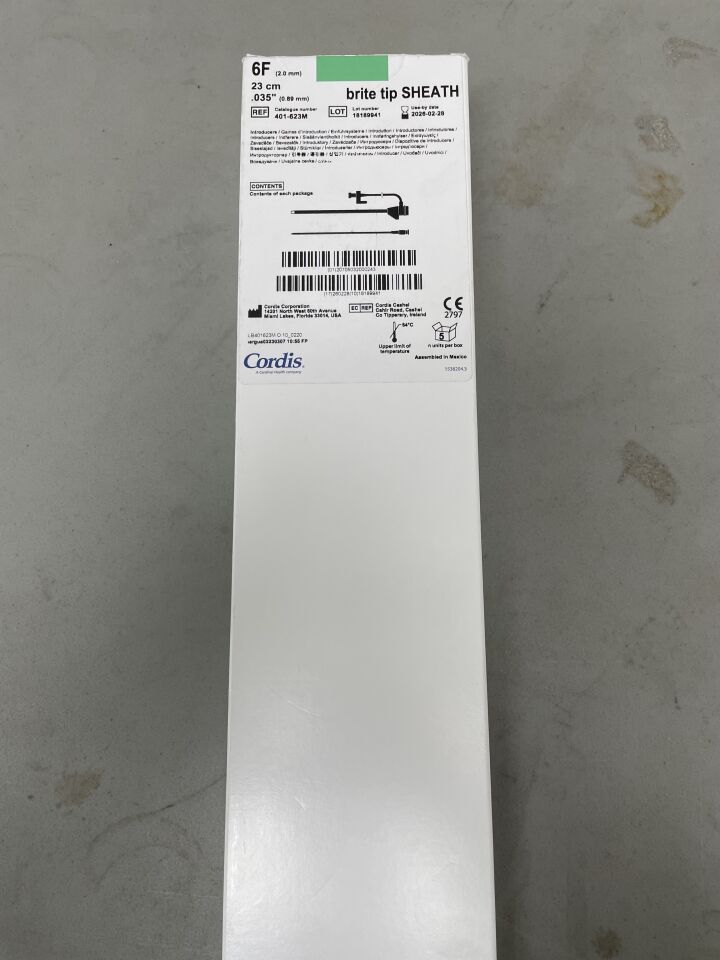 401-623M - CORDIS - Brite Tip SHEATH Introducer - 6Fr x 23cm x .035", (BX/5) - ( Expiry Date: 2026-02-28 )