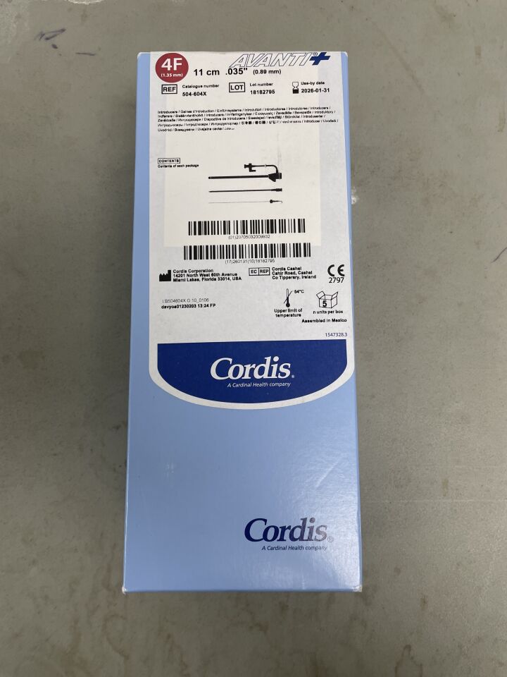 504-604X - CORDIS - Avanti+ Introducer w/Mini-Wire 4F x 11cm, 0.035", (BX/5) - ( Expiry Date: 2026-01-31 )