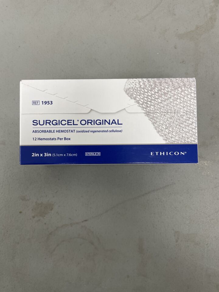 1953 - ETHICON - Surgicel Original Absorbable Hemostat, 2 x 3 in., (BX/12) - ( Expiry Date: 2026-01-31 )