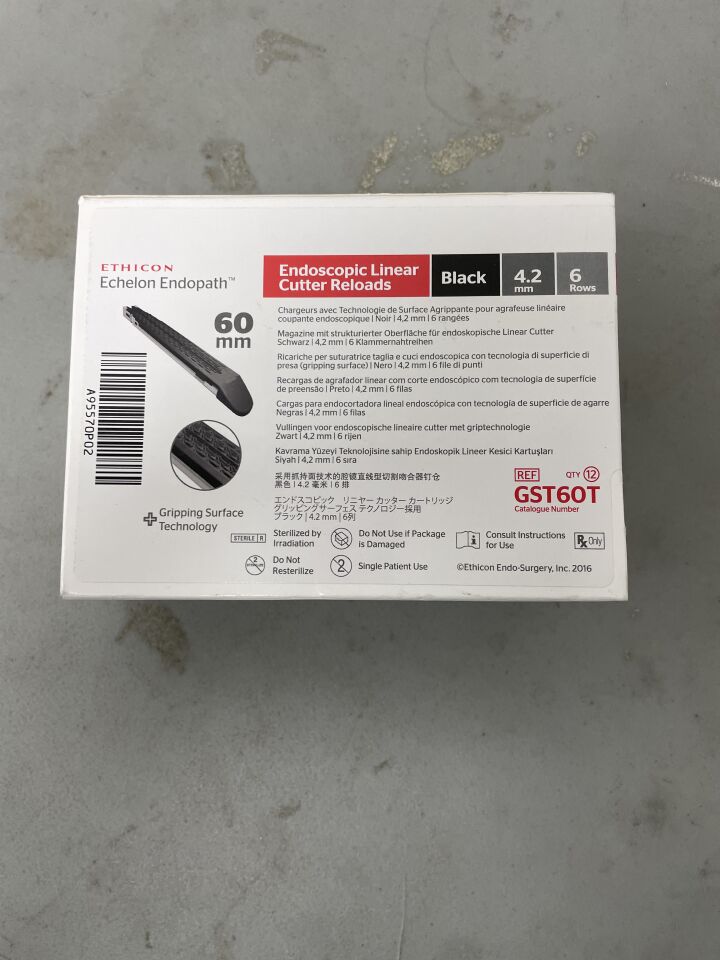 GST60T - ETHICON - Echelon Endopath Stapler Reload with Gripping Surface Technology, Black, 4.2 Open x 2.3 mm Closed Height, (BX/12) - ( Expiry Date: 2024-07-31 )