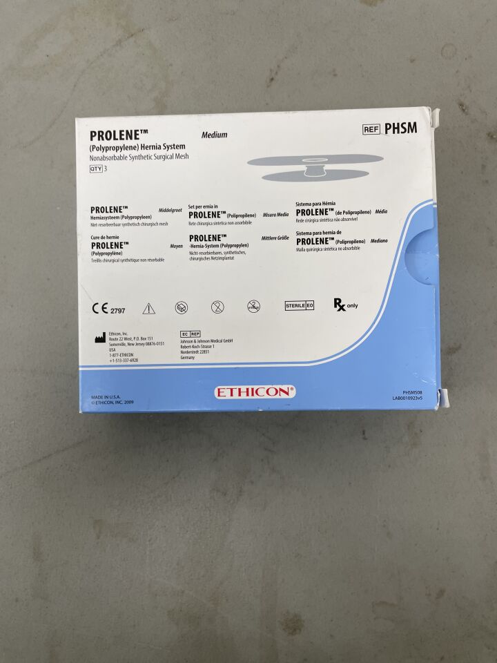 PHSM - ETHICON - Prolene Polypropylene Hernia System, Medium, 4.5 x 10 cm, (BX/3) - ( Expiry Date: 2026-02-28 )