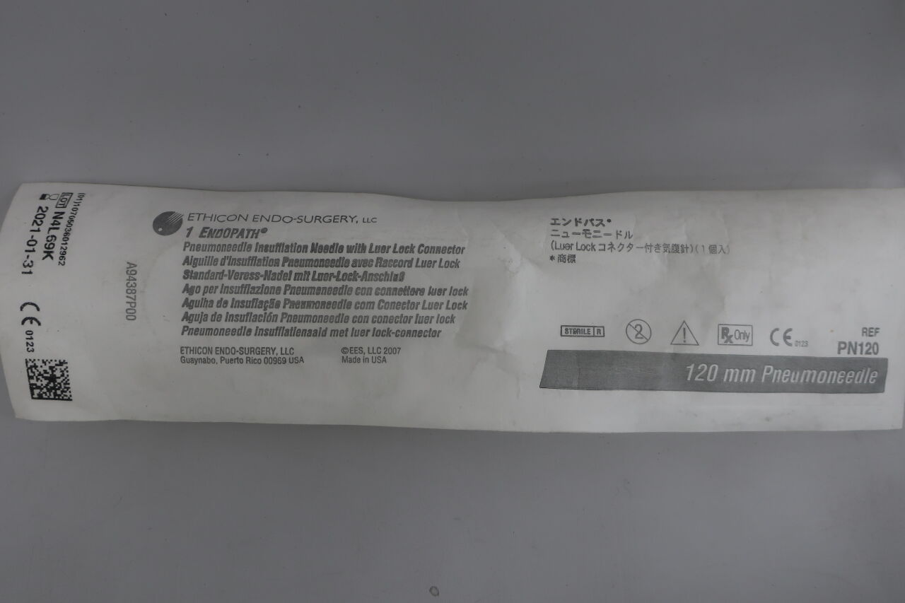 PN120 - ETHICON - Endopath Pneumoneedle Insufflation Needle with Luer Lock Connector, 120 mm L Shaft, (EA) - ( Expiry Date: 2025-11-30 )
