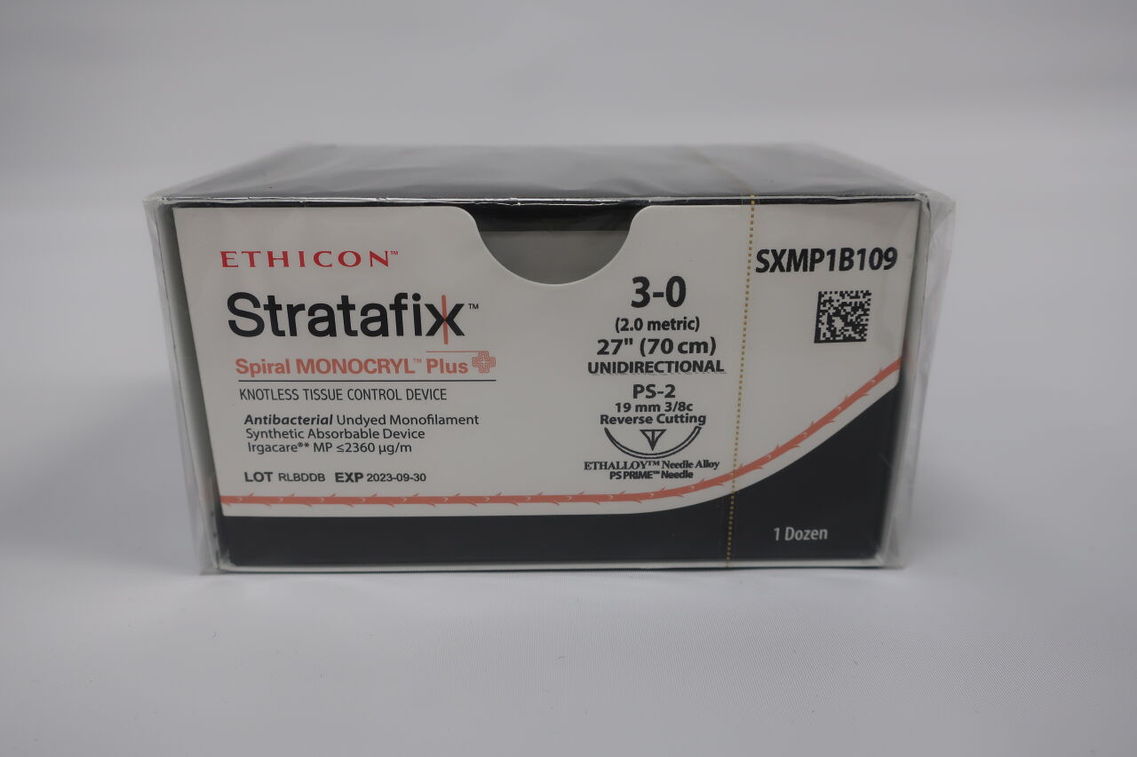 SXMP1B109 - ETHICON - Monocryl Plus Absorbable Monofilament Suture, Size 3-0, 27 in. Length, PS-2 Needle, (BX/12) - ( Expiry Date: 2026-01-31 )