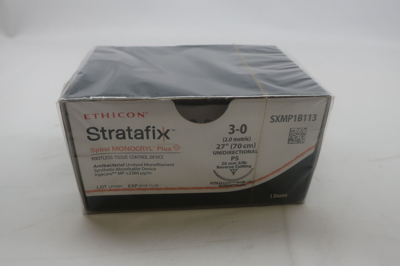 SXMP1B113 - ETHICON - Monocryl Plus Absorbable Monofilament Suture, Size 3-0, 27 in. Length, PS Needle, (BX/12) - ( Expiry Date: 2025-12-31 )