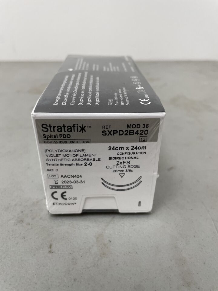 SXPD2B420 - ETHICON - Stratafix Spiral PDO Absorbable Monofilament Suture, Size 2-0, 9 in. Length, FS Needle, (BX/12) - ( Expiry Date: 2023-03-31 )